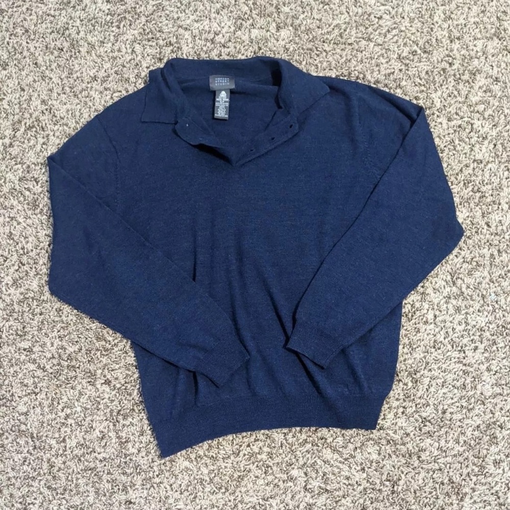 Women's Small Mercer Street Studio 100% Merino Wool Pullover, 3 Button Up Neck